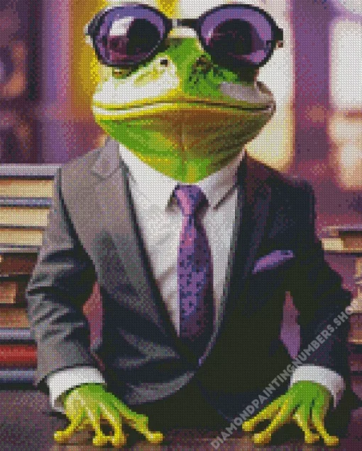 elegant frog with glasses Diamond By Numbers