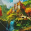 fantasy castle and waterfall Diamond With Numbers