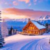 farmhouse in the snow art Diamond By Numbers