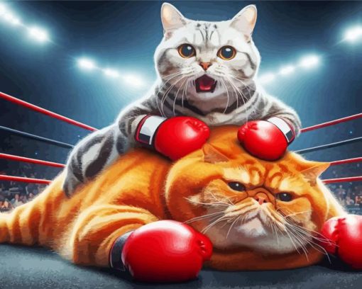 fat cat and fit cat art Diamond By Numbers
