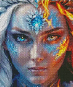 fire and ice woman art Diamond Paintings
