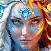 fire and ice woman art Diamond Paintings