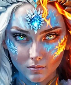 fire and ice woman art Diamond Paintings