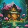 floral fantasy cabin art Diamond Dotz