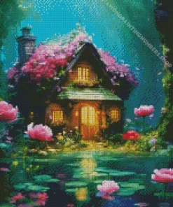 floral fantasy cabin art Diamond Dotz