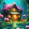 floral fantasy cabin art Diamond Dotz