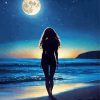 full moon beach silhouette Diamond By Numbers