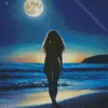 full moon beach silhouette Diamond By Numbers