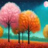 full moon landscape art Diamond By Numbers
