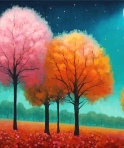 full moon landscape art Diamond By Numbers