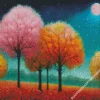 full moon landscape art Diamond By Numbers