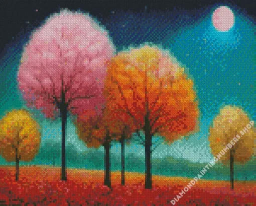 full moon landscape art Diamond By Numbers