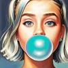 girl blowing bubble gum Diamond Paints
