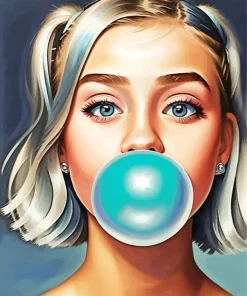 girl blowing bubble gum Diamond Paints