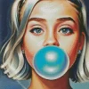 girl blowing bubble gum Diamond Paints