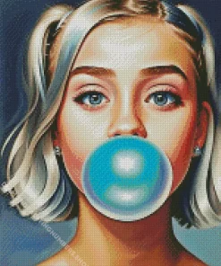 girl blowing bubble gum Diamond Paints