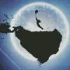 girl with balloon silhouette Diamond With Numbers