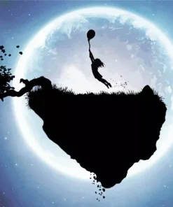 girl with balloon silhouette Diamond With Numbers