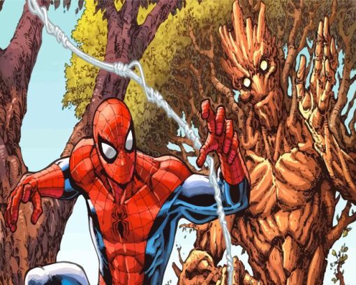 groot and spider man heroes Diamond By Numbers