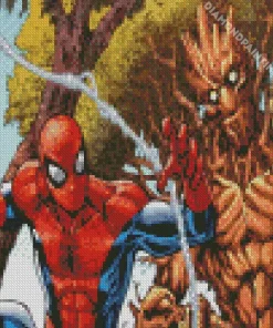 groot and spider man heroes Diamond By Numbers