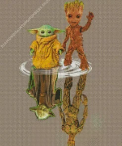 groot and yoda water reflection Diamond By Numbers
