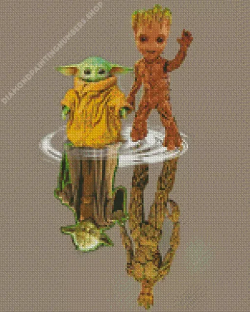 groot and yoda water reflection Diamond By Numbers