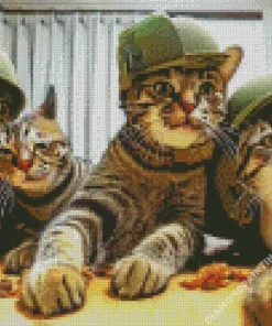 group of soldier cats selfie Diamond By Numbers