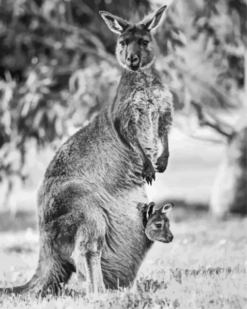 kangaroo in a pouch Diamond With Numbers