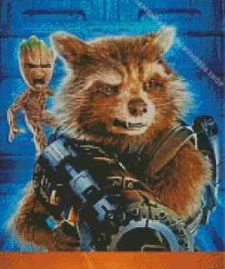mad groot rocket racoon Diamond Dotz