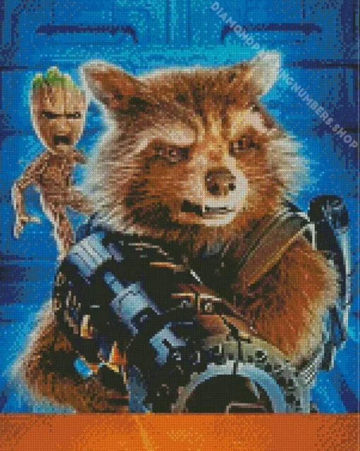 mad groot rocket racoon Diamond Dotz