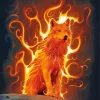 orange fire wolf art Diamond Paintings