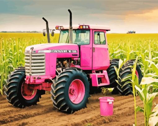 pink tractor Diamond By Numbers