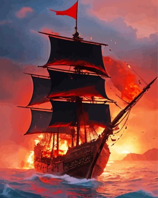 pirate ship silhouette Diamond By Numbers