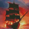 pirate ship silhouette Diamond By Numbers
