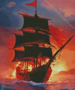 pirate ship silhouette Diamond By Numbers