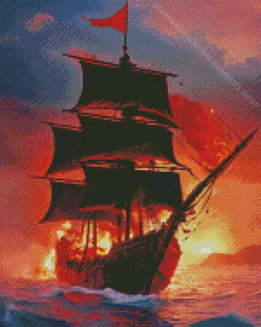 pirate ship silhouette Diamond By Numbers