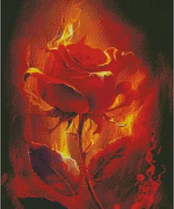 red flaming rose art Diamond Dotz