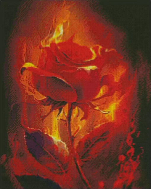 red flaming rose art Diamond Dotz