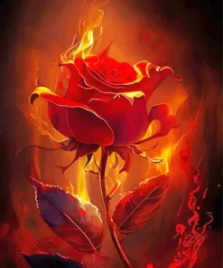 red flaming rose art Diamond Dotz