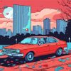 red funky car Diamond By Numbers