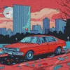 red funky car Diamond By Numbers