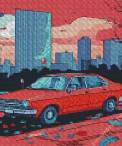 red funky car Diamond By Numbers