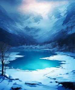 snowy frozen lake art Diamond By Numbers