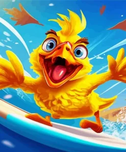 surfing chicken Diamond Paintings