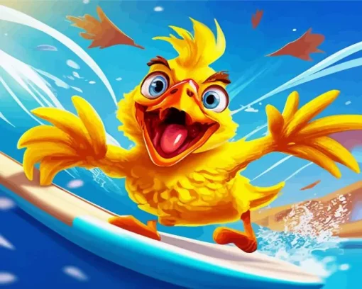 surfing chicken Diamond Paintings