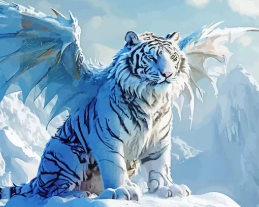 tiger with wings in snow Diamond Paints