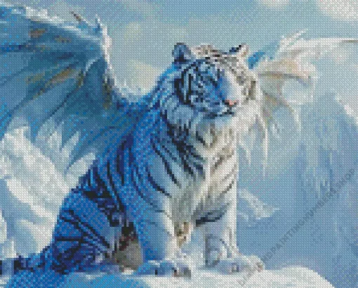 tiger with wings in snow Diamond Paints