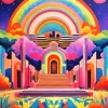 trippy rainbow house Diamond Paintings