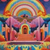 trippy rainbow house Diamond Paintings