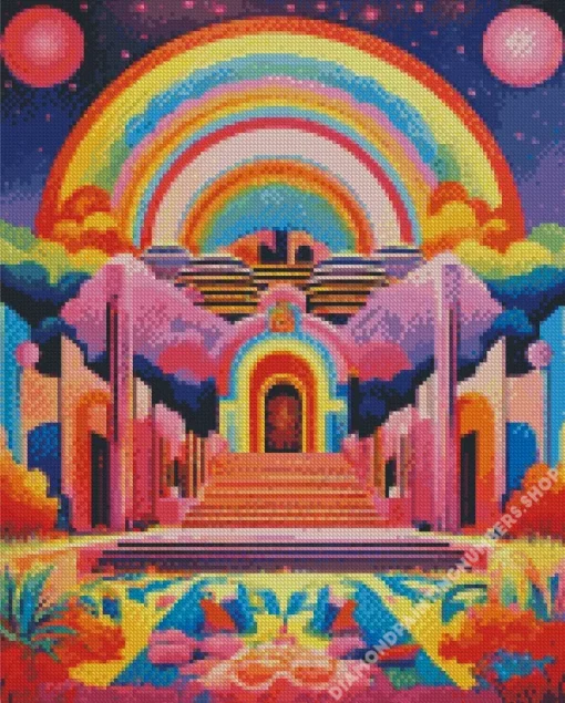 trippy rainbow house Diamond Paintings